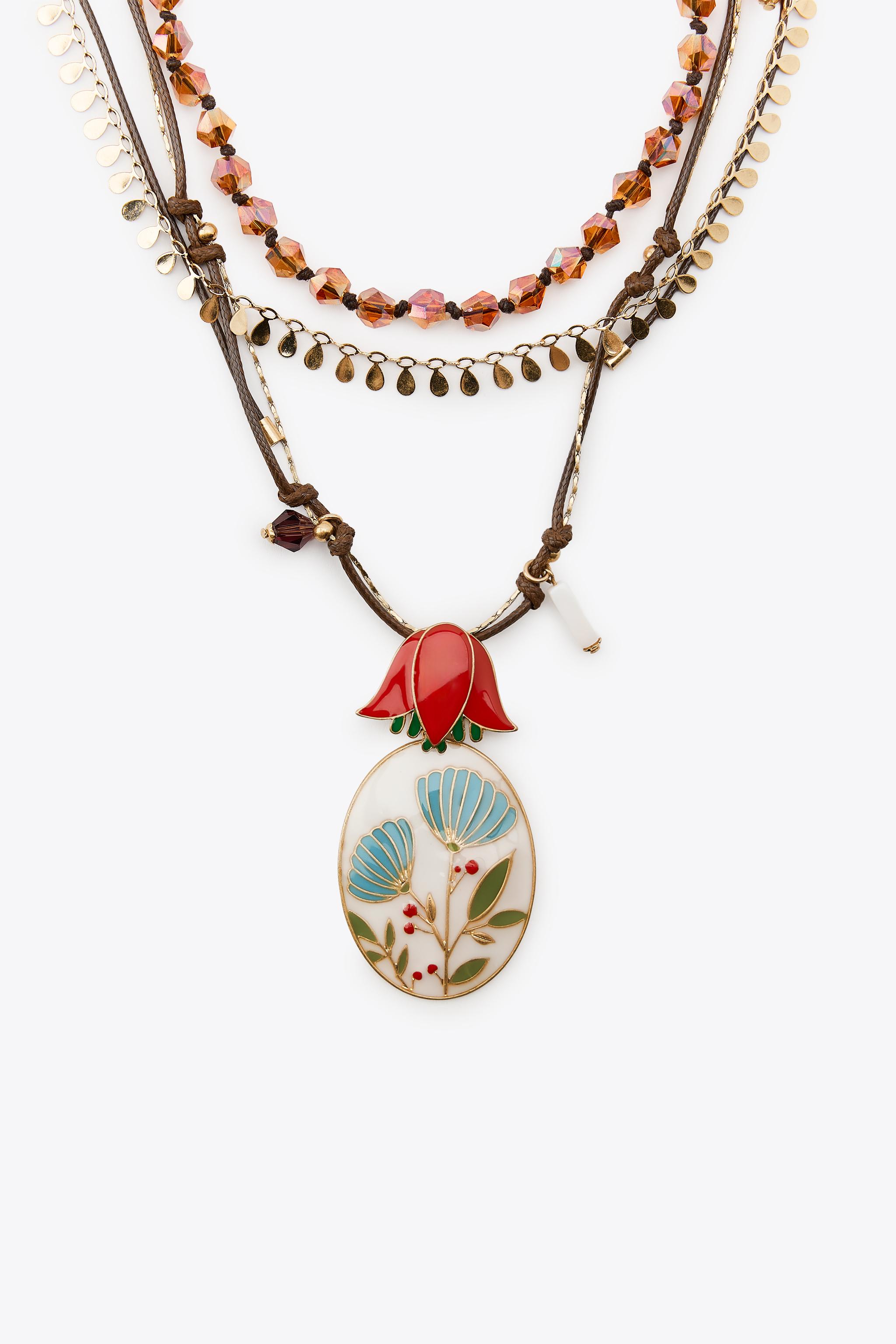 3-PACK OF BEADED FLOWER NECKLACES